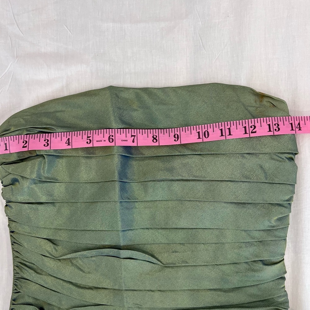 Y2K vintage green strapless gown by Scott McClintock. Size 4 - Picture 5 of 8